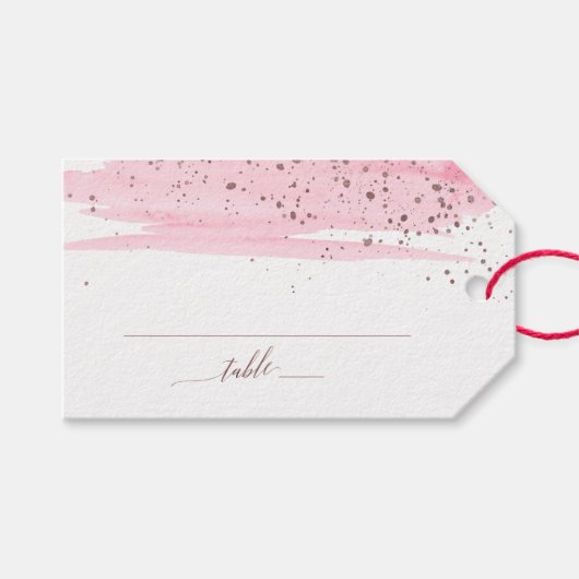 Waterverf Blush & Roos Gold Place Card-kaart Cadeaulabel (Voorkant (Horizontaal))