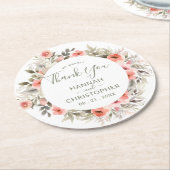 Waterverf Blush Roos krans dank u Ronde Kartonnen Onderzetter (Gebogen)