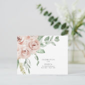 Waterverf Blush Roos Levensviering Briefkaart (Staand voorkant)