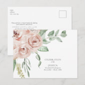 Waterverf Blush Roos Levensviering Briefkaart (Voorkant / Achterkant)