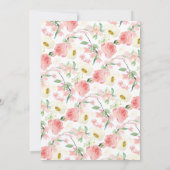 Waterverf Blush Roos Peonies Floral Bridal Brunch Kaart (Achterkant)