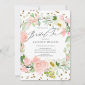 Waterverf Blush Roos Peonies Floral Bridal Tea Kaart (Voorkant)