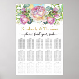 Waterverf Blush Roos Wedding Seating Chart Poster