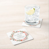 Waterverf Blush Roos Wreator Save the Date Kartonnen Onderzetters (Insitu)