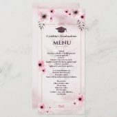 Waterverf Blush roze Afstuderen Invoermenu Uitnodi Menu (Voorkant / Achterkant)