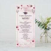 Waterverf Blush roze Afstuderen Invoermenu Uitnodi Menu (Staand voorkant)