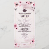 Waterverf Blush roze Afstuderen Invoermenu Uitnodi Menu (Voorkant)