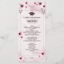 Waterverf Blush roze Afstuderen Invoermenu Uitnodi