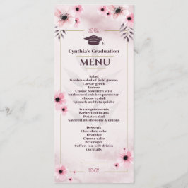Waterverf Blush roze Afstuderen Invoermenu Uitnodi Menu