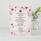 Waterverf Blush roze Afstuderen menu Kaart (Staand voorkant)