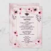 Waterverf Blush roze Afstuderen menu Kaart (Voorkant / Achterkant)