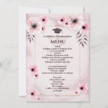 Waterverf Blush roze Afstuderen menu