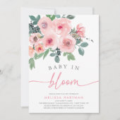 Waterverf Blush Roze Baby In Bloom Meisje Douche Kaart (Voorkant)