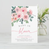 Waterverf Blush Roze Baby In Bloom Meisje Douche Kaart (Staand voorkant)