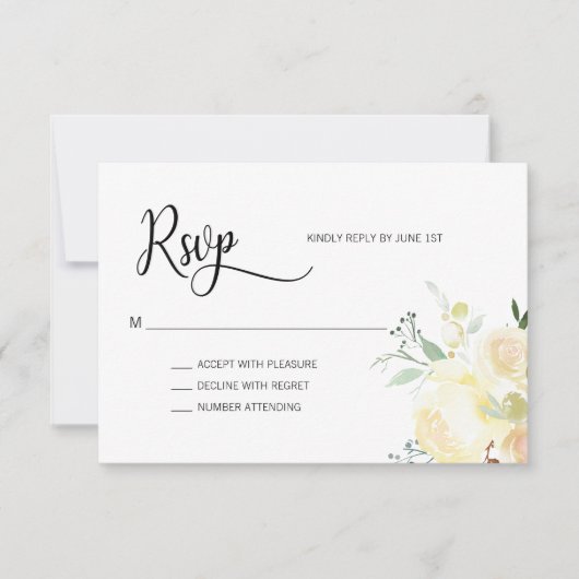 Waterverf Blush Roze Beige Floral Wedding RSVP (Voorkant)