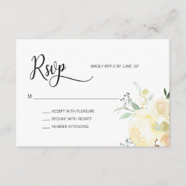 Waterverf Blush Roze Beige Floral Wedding RSVP Kaartje