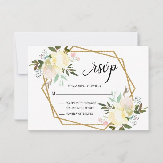 Waterverf Blush Roze Beige Floral Wedding RSVP Kaartje (Voorkant)