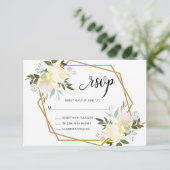 Waterverf Blush Roze Beige Floral Wedding RSVP Kaartje (Staand voorkant)
