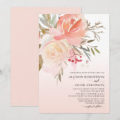 Waterverf Blush roze bleekband Kaart (Voorkant / Achterkant)