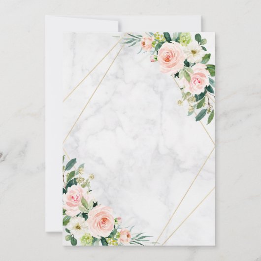 Waterverf Blush Roze Bloemen Boho Bruiloft Kaart (Achterkant)