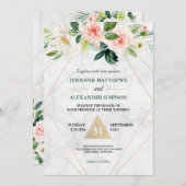 Waterverf Blush Roze Bloemen Boho Bruiloft Kaart (Voorkant / Achterkant)