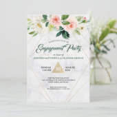 Waterverf Blush Roze Bloemen Boho Verlovingsfeest Kaart (Staand voorkant)