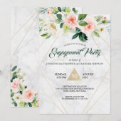 Waterverf Blush Roze Bloemen Boho Verlovingsfeest Kaart (Voorkant / Achterkant)