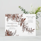 waterverf blush roze bloemen horizontale bruiloft kaart (Staand voorkant)