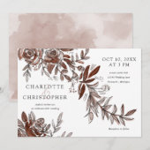 waterverf blush roze bloemen horizontale bruiloft kaart (Voorkant / Achterkant)