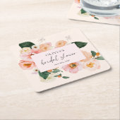 Waterverf Blush Roze Bloemen Kartonnen Onderzetters (Schuin)