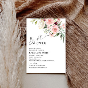 Waterverf Blush Roze Bloemen Vrijgezellenfeest Inv Kaart