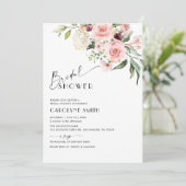 Waterverf Blush Roze Bloemen Vrijgezellenfeest Inv Kaart (Staand voorkant)