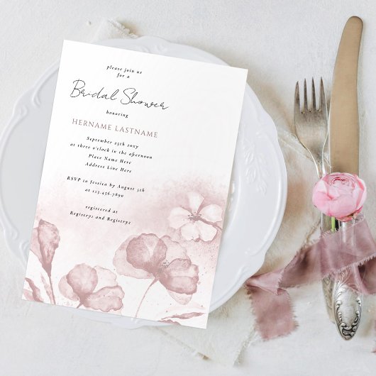 Waterverf Blush Roze Bloemen Vrijgezellenfeest Kaart