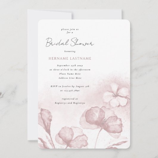 Waterverf Blush Roze Bloemen Vrijgezellenfeest Kaart (Voorkant)