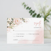 Waterverf blush roze bloemengroen boho goud RSVP kaartje (Staand voorkant)