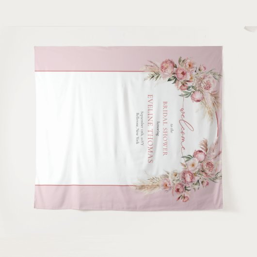 Waterverf blush roze bloemetjes boho Vrijgezellenf Wandkleed (Voorkant (horizontaal))