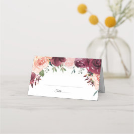 Waterverf Blush Roze Bourgogne Roos Bloemen Bruilo Plaatskaartje