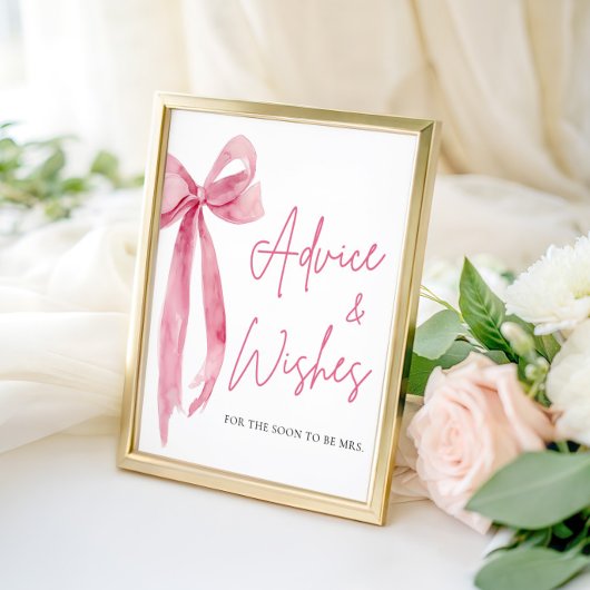 Waterverf Blush Roze Bow Advies en Wensen Sign Poster