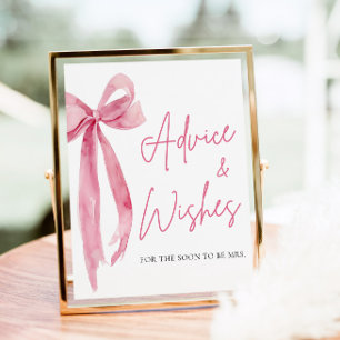 Waterverf Blush Roze Bow Advies en Wensen Sign Poster