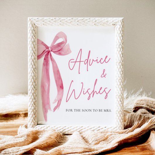 Waterverf Blush Roze Bow Advies en Wensen Sign Poster