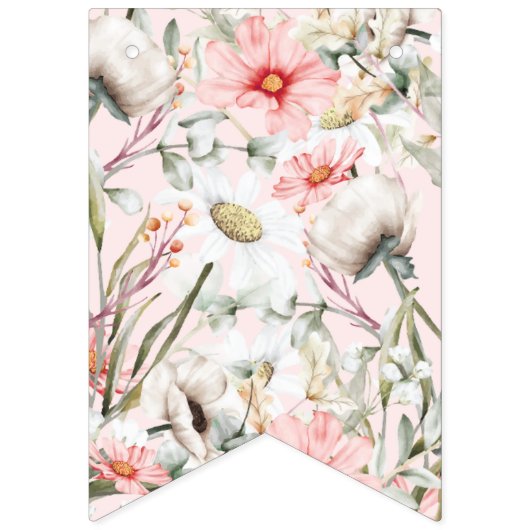 Waterverf Blush Roze Bruids Bunting Banner (Tweede vlag)