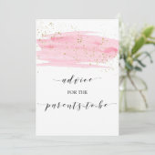 Waterverf Blush roze en Gold Advice Sign Kaart (Staand voorkant)