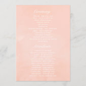 Waterverf Blush roze en Roos Gold Rozen Weddenscha Programmakaart (Achterkant)