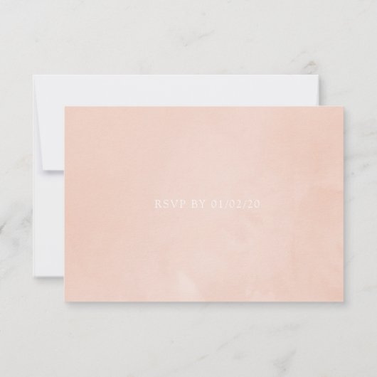 Waterverf Blush roze en Roos Gold Rozen Weddenscha RSVP Kaartje (Achterkant)