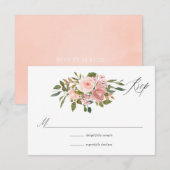 Waterverf Blush roze en Roos Gold Rozen Weddenscha RSVP Kaartje (Voorkant / Achterkant)