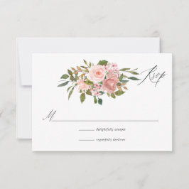 Waterverf Blush roze en Roos Gold Rozen Weddenscha RSVP Kaartje