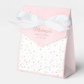 Waterverf Blush Roze en Roos Gouden Polka Dot Baby Bedankdoosjes (Voorkant Zijde)
