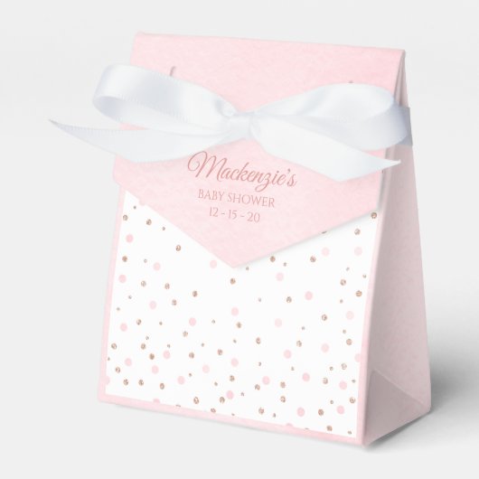 Waterverf Blush Roze en Roos Gouden Polka Dot Baby Bedankdoosjes (Voorkant Zijde)