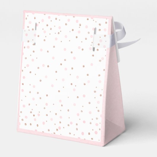 Waterverf Blush Roze en Roos Gouden Polka Dot Baby Bedankdoosjes (Achterkant)