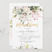 Waterverf Blush Roze Eucalyptus repetitie Dinner Kaart (Voorkant / Achterkant)